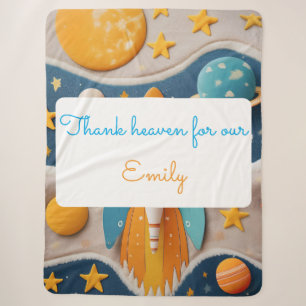 Customizable Space For Baby with Name Sherpa Blanket
