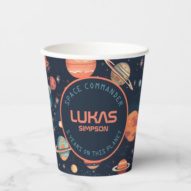 Customizable Space paper Cups - Add your text! (Front)