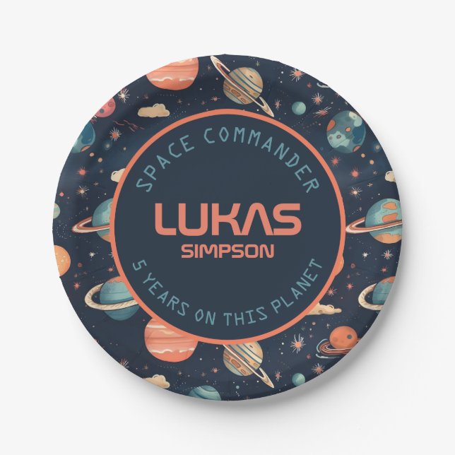 Customizable Space paper plate - Add your text! (Front)