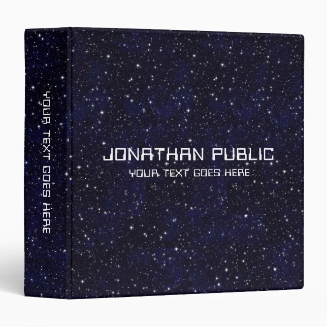 Customizable Space Stars Universe Black Template Binder (Front/Spine)