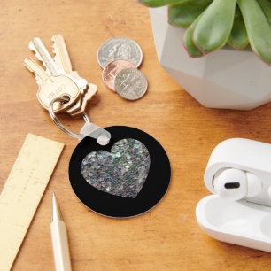 Customizable Sparkly colourful silver mosaic Heart Keychain