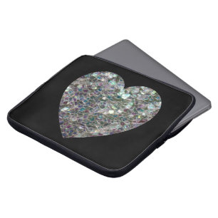 Customizable Sparkly colourful silver mosaic Heart Laptop Sleeve