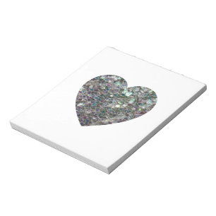 Customizable Sparkly colourful silver mosaic Heart Notepad