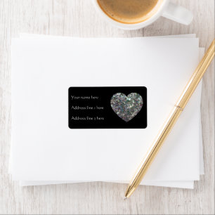 Customizable Sparkly silver mosaic Heart   Black Label