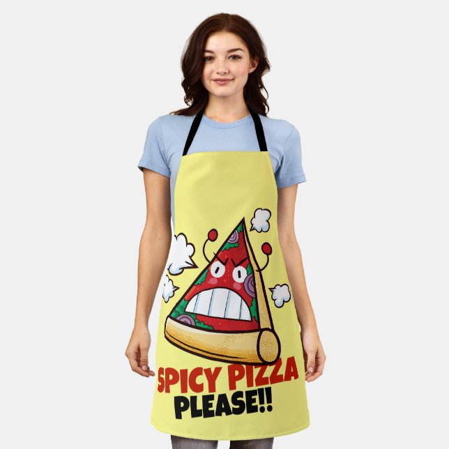 Customizable Spicy Pizza Please !! Apron (Worn)