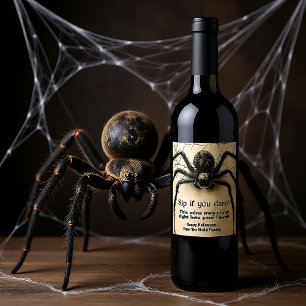 Customizable Spine-tingling Spider HALLOWEEN Bash Wine Label
