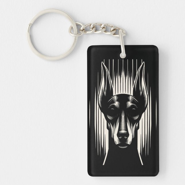 Customizable Spooky Doberman Acrylic Keychain (Front)
