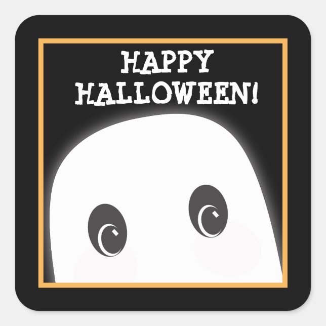 Customizable Spooky Ghost Halloween Sticker (Front)