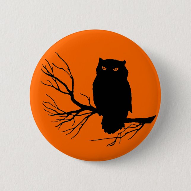 Customizable Spooky Owl 2 Inch Round Button (Front)
