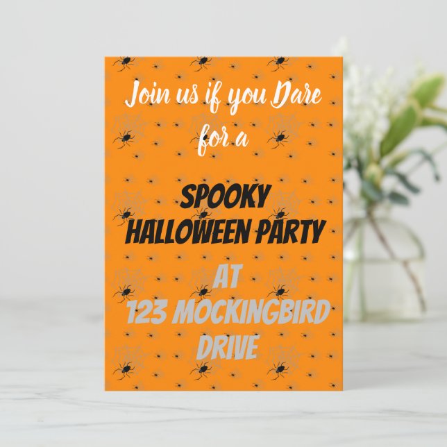 Customizable Spooky Spider Halloween Invitations  (Standing Front)