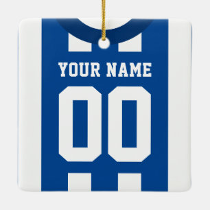 Customizable Sports Jersey Blue Template Ceramic Ornament