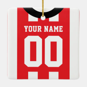 Customizable Sports Jersey Red Template Ceramic Ornament
