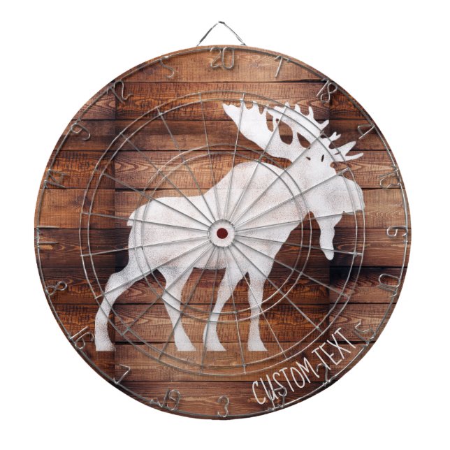 Customizable Spray Painted Moose on Wood Dartboard (Front)