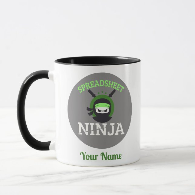 Customizable Spreadsheet Ninja Mug Travel Cup (Left)