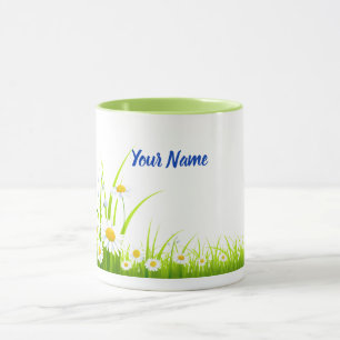 Customizable spring daisies mug