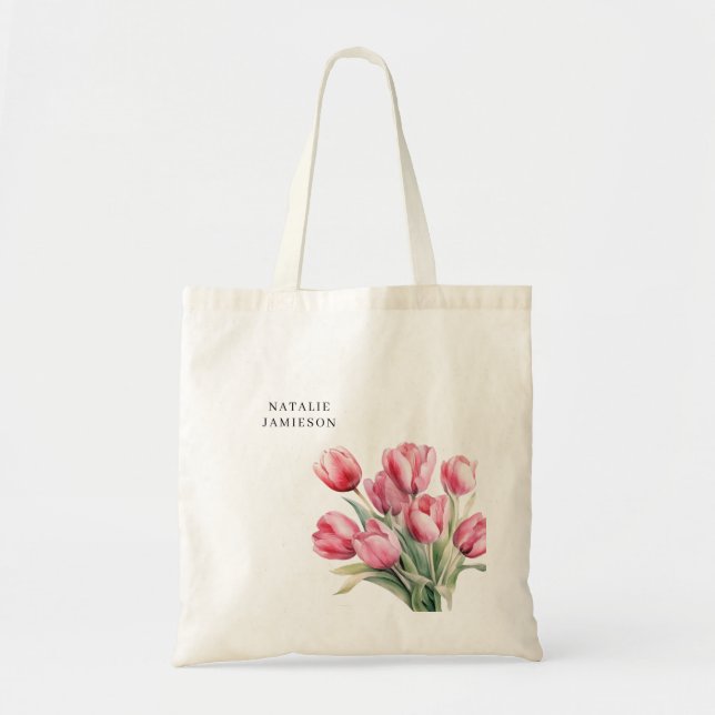 Customizable Spring Tulip Tote Bag (Front)