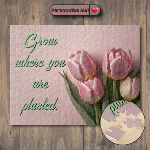 Customizable Spring Tulips Motivational Jigsaw Puzzle