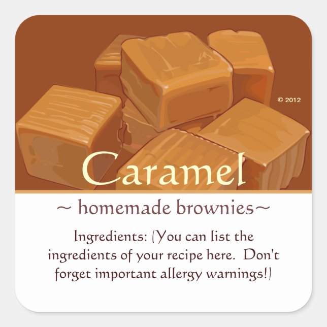Customizable Square Caramels Stickers (Front)