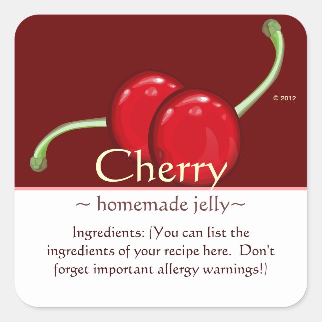 Customizable Square Cherry Stickers (Front)