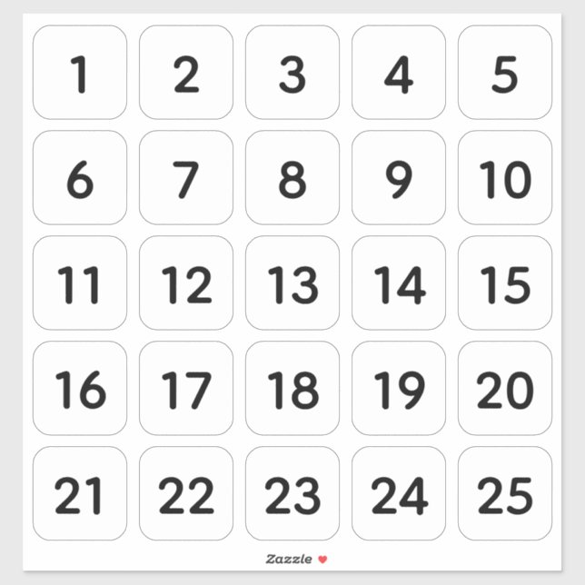 Customizable Square Number Stickers Black on White (Sheet)