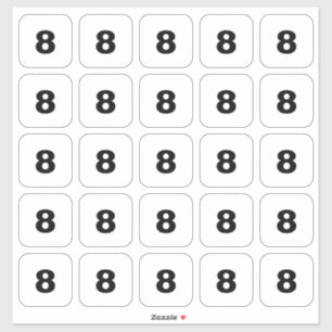 Customizable Square Number Stickers Black on White