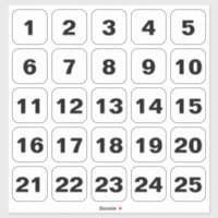 Customizable Square Number Stickers Black on White