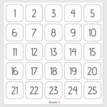 Customizable Square Number Stickers Black on White