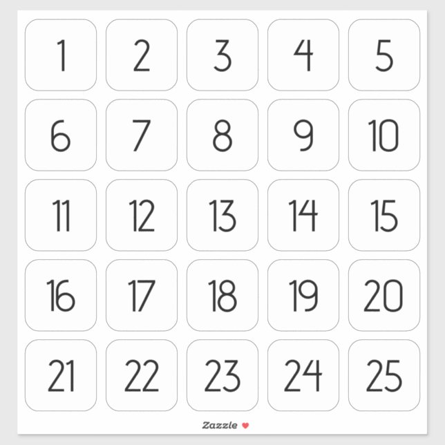 Customizable Square Number Stickers Black on White (Sheet)