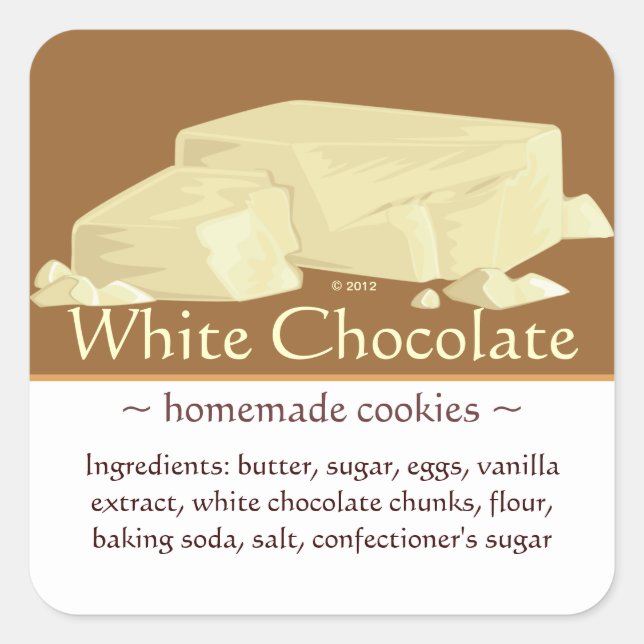 Customizable Square White Chocolate Stickers (Front)