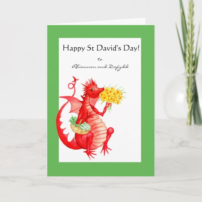 Customizable St David's Day Dragon Card (Front)