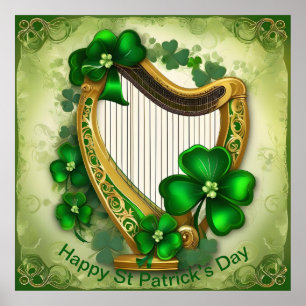 Customizable St Patrick’s Day Harp. St Patty’s Day Poster