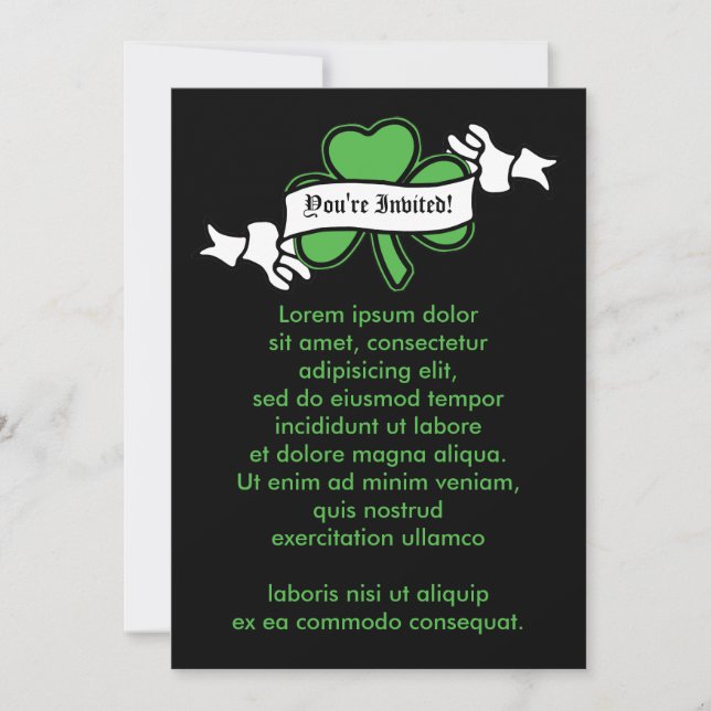 Customizable St. Patrick's Day Shamrock Invitation (Front)