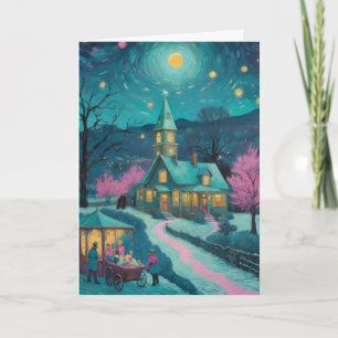 Customizable Starry Night Unique Christmas Card