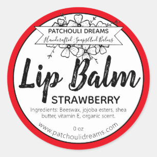 Customizable Strawberry Lip Balm Label Handmade