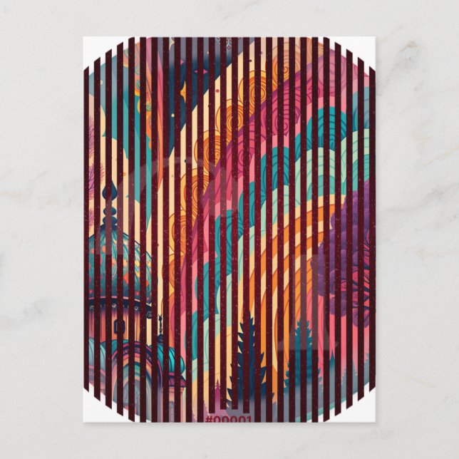 Customizable Striped Fantasy Postcard (Front)