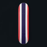 Customizable Striped Red, White, and Blue Skateboard<br><div class="desc">A fun cool board for the skateboard fan of the family! Features red,  white,  and blue stripe pattern. Fully customizable to add names,  images,  and more if desired. Enjoy!</div>