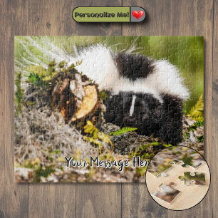 Customizable Striped Skunk Fern Log Jigsaw Puzzle