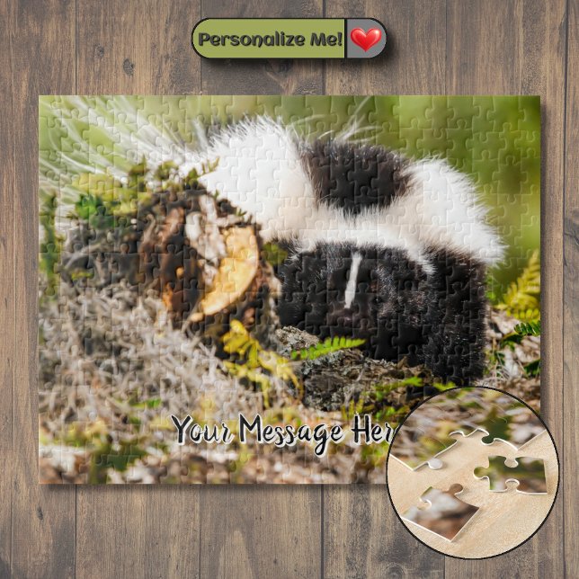 Customizable Striped Skunk Fern Log Jigsaw Puzzle (Customizable Striped Skunk Fern Log Jigsaw Puzzle)