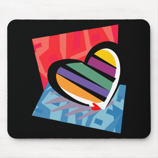 Customizable Striped Valentine Heart Mouse Pad (Front)