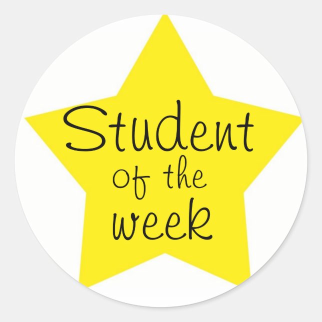 Customizable Student Of The Week Classic Round Sticker (Front)