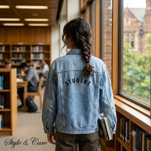 Customizable STUDENT Text Statement Denim Jacket
