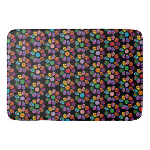 Customizable Sugar Skull Flowers Bath Mat