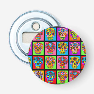 Customizable Sugar Skull Squares Bottle Opener