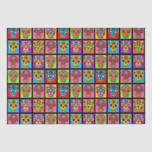 Customizable Sugar Skulls Squares Tissue Paper