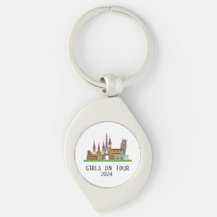 CUSTOMIZABLE SUMMER EUROPE VACATION GIRLS ON TOUR KEYCHAIN