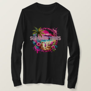 Customizable Summer Vibes, Pink Leopard Design T-Shirt