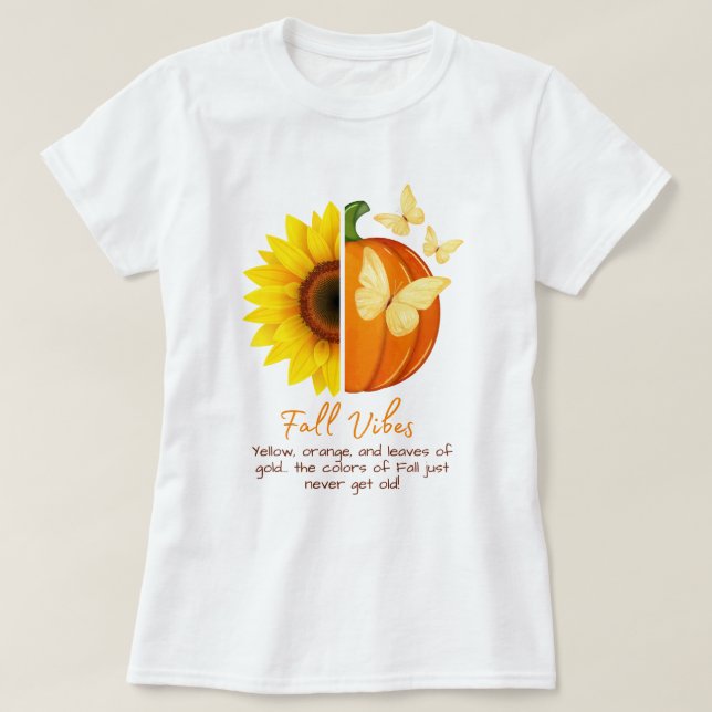 Customizable Sunflower and Pumpkin Fall T-Shirt (Design Front)