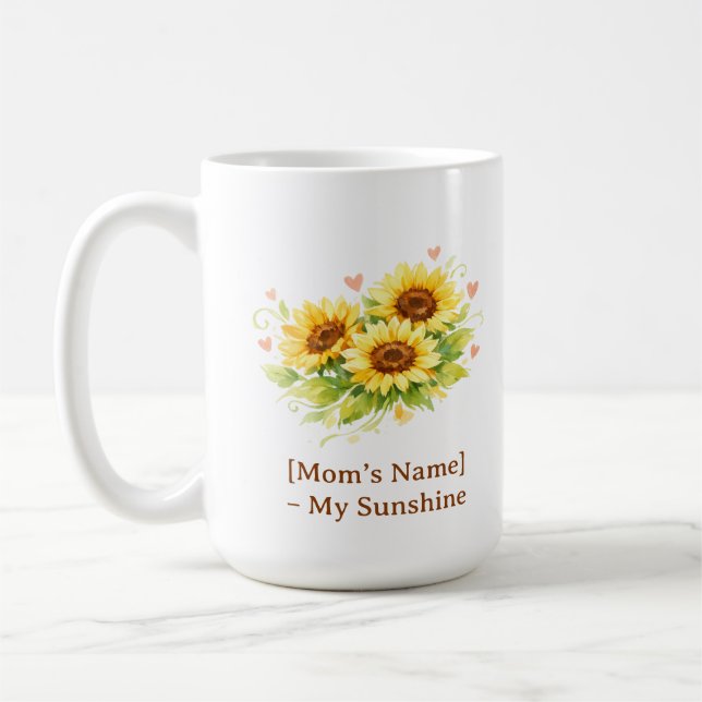 Customizable Sunflower Heart Mother’s Day Mug (Gauche)