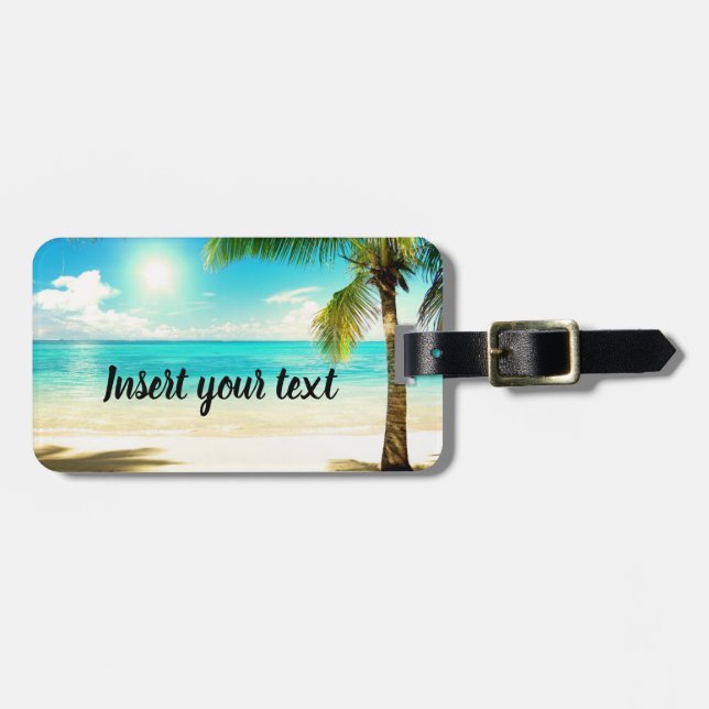 Customizable sunny beach scenery luggage tag (Front Horizontal)