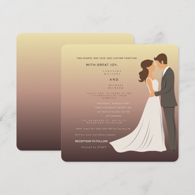 Customizable Sunset Glow Wedding Card (Front/Back)